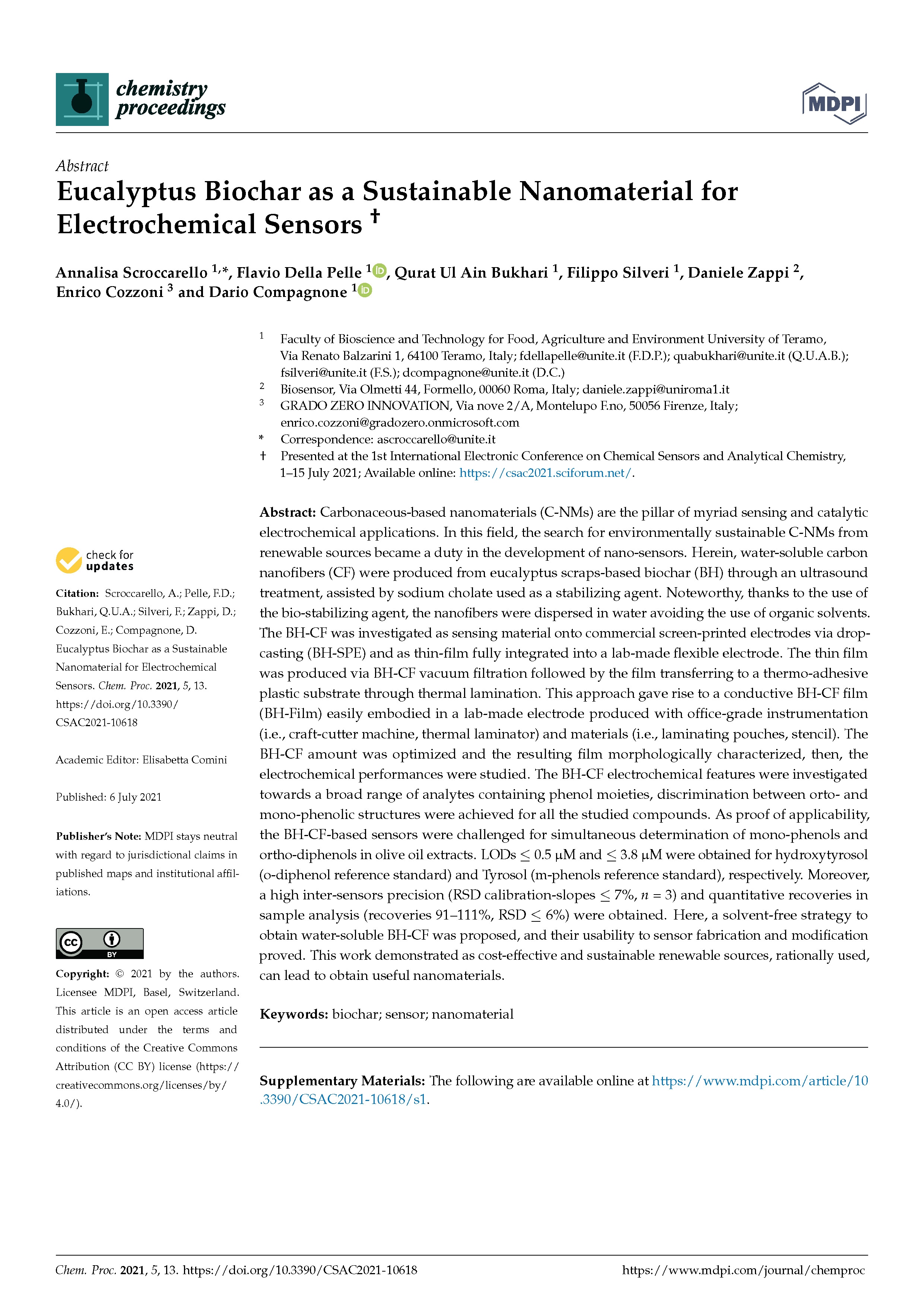 Eucalyptus Biochar as a Sustainable Nanomaterial for Electrochemical Sensors  Image